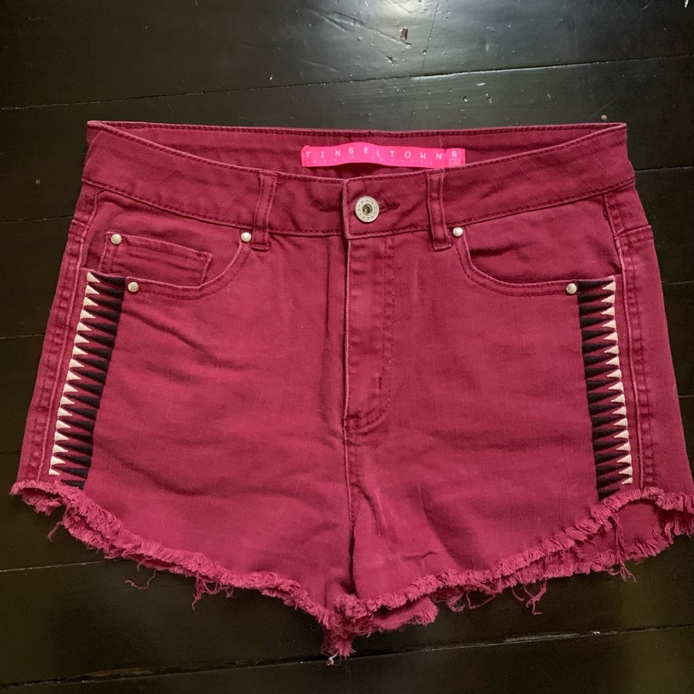 Red Denim Shorts